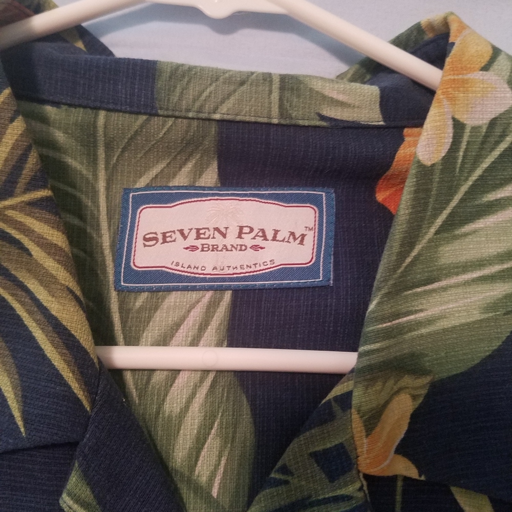 MENS LARGE SEVEN PALMS 100% SILK FLORAL SHIRT Great Christmas Gift